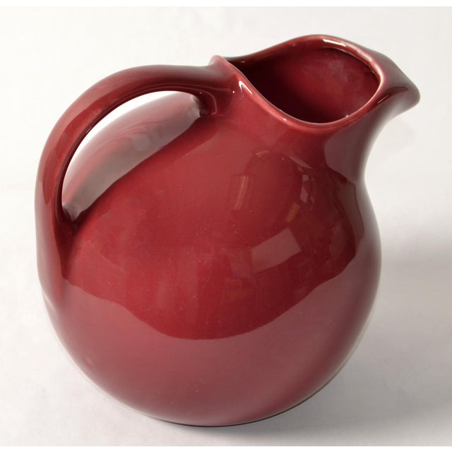 Mid-Century Modern 1950s Mid-Century Modern Hall Ceramic Burgundy Ball Pitcher Carafe Vessel California For Sale - Image 3 of 14