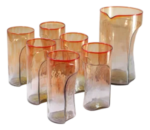 Italian Glass Murano Jug Set by Toni Zuccheri for VeArt, 1970s, Set of 7
