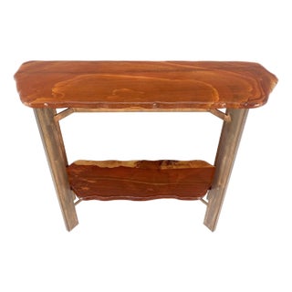 Rouge Organic Shape Marble Top Two Tier Metal Base Console Table Studio Made For Sale