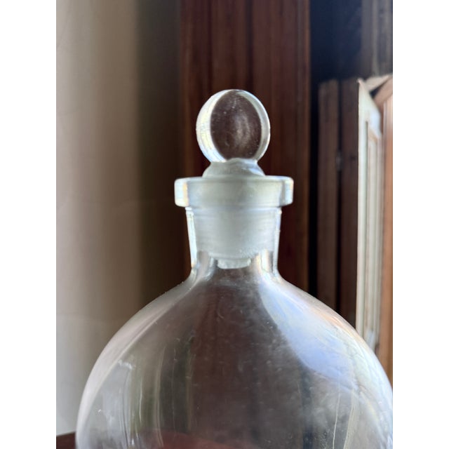 Mid-20th Century Laboratory Reagent Bottle With Ground Glass Stopper Narrow Mouth Apothecary Glass Vessel For Sale - Image 4 of 10