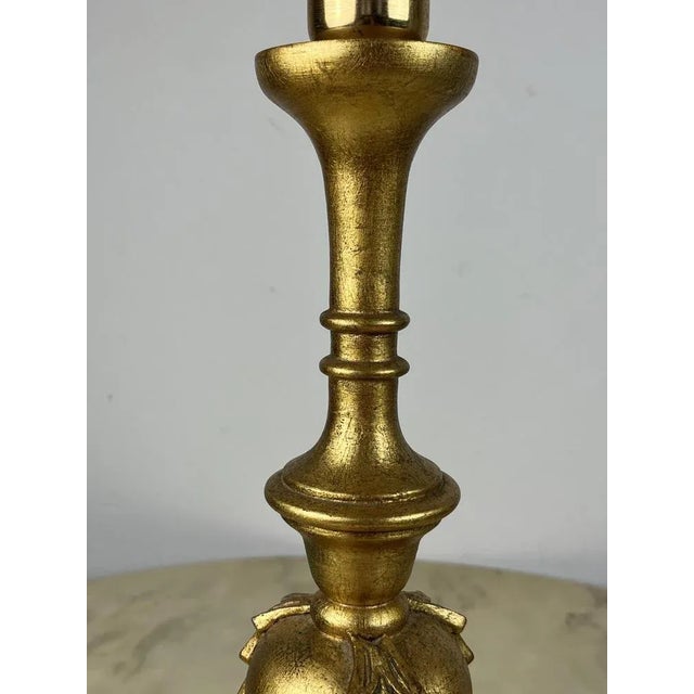 Torch lamp with golden beech wood, Italy, 80s Found in a noble apartment. It is intact and functioning. Small signs of the...
