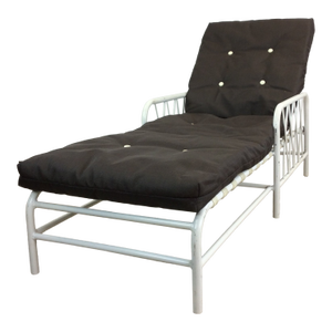 Vintage 1970s Aluminum White Patio Lounger With Vintage Upholstery