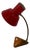 Red Desk Lamp with Faux Wooden Base and Accent & Brass Gooseneck For Sale