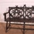 Victorian Black Forest carved bench seat. Back carved with branches, oak leaves and acorns. Patterned seat with scroll...
