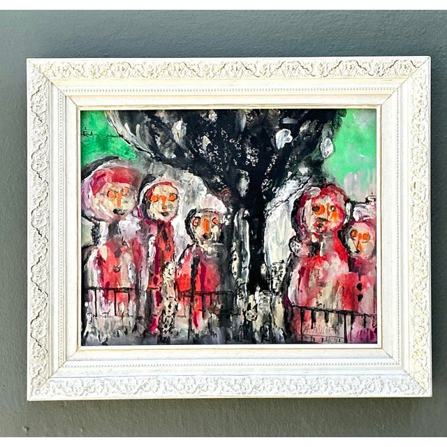 Vintage Original Abstract Figurative Oil on Canvas For Sale - Image 10 of 12