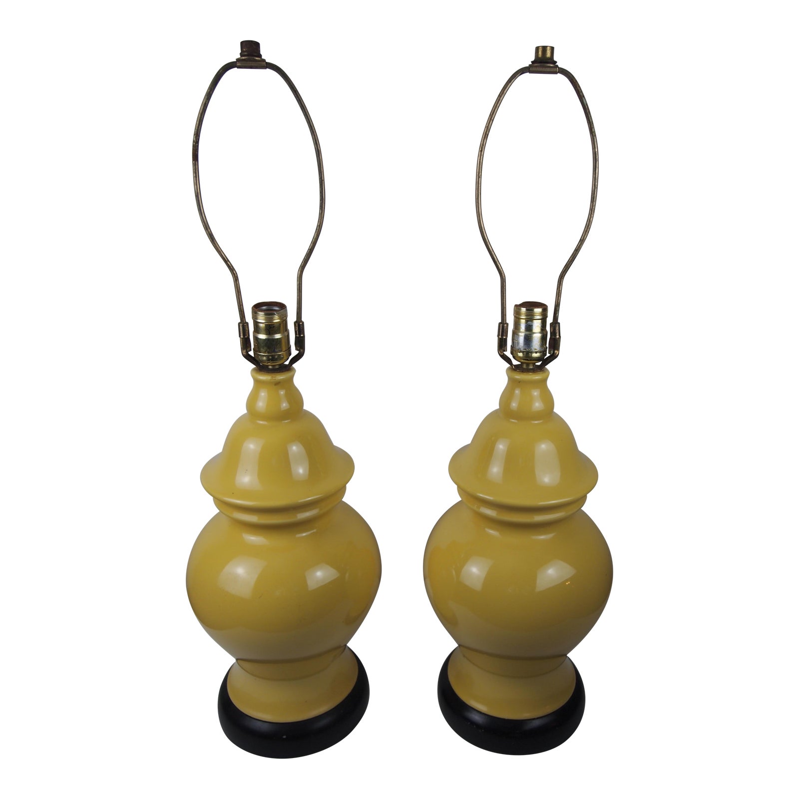 MidCentury Yellow Ginger Jar Lamps a Pair Chairish
