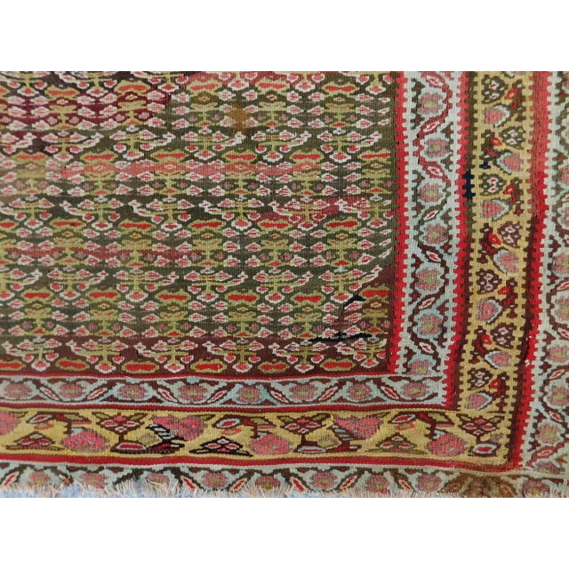 1880's Fine Antique Persian Flatwoven Senneh Kilim Rug 4'4"x 6'8" For Sale - Image 12 of 13