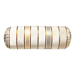 The House of Scalamandré Charlotte Stripe Bolster, Patina For Sale
