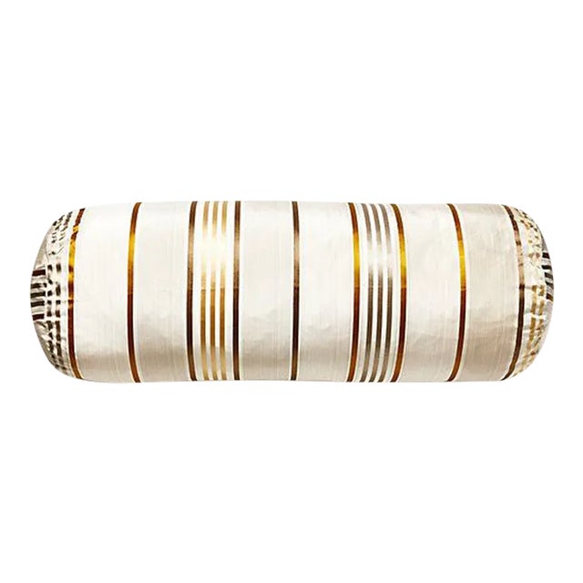 The House of Scalamandré Charlotte Stripe Bolster, Patina For Sale