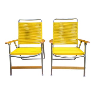 1960s Yellow Telescope Tube Furniture Company Outdoor Chairs - Set of 2 For Sale