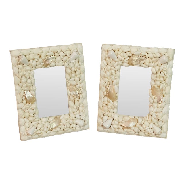 Pair of Vintage Sea Shell Encrusted Picture Frames For Sale