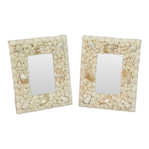 Pair of Vintage Sea Shell Encrusted Picture Frames