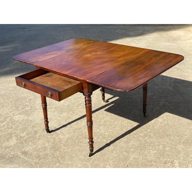 English Country Home Antique Mahogany Drop-Leaf Pembroke Table For Sale - Image 4 of 6