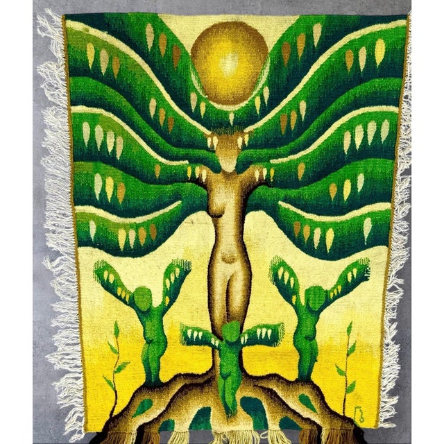 1970s Hand Woven Wool Tapestry Feminist Textile Art Wall Hanging Judy Chicago Homage, c.1970's For Sale - Image 5 of 11