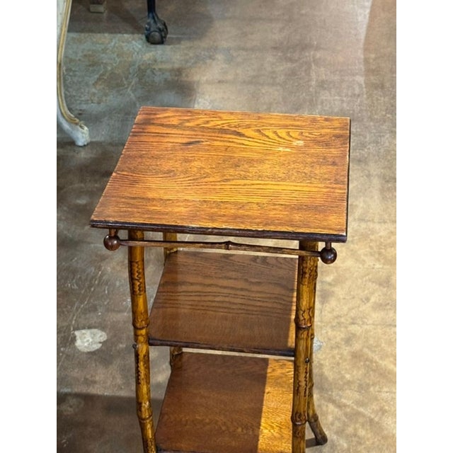 Vintage Italian Bamboo and Oak Side Table For Sale In Dallas - Image 6 of 7