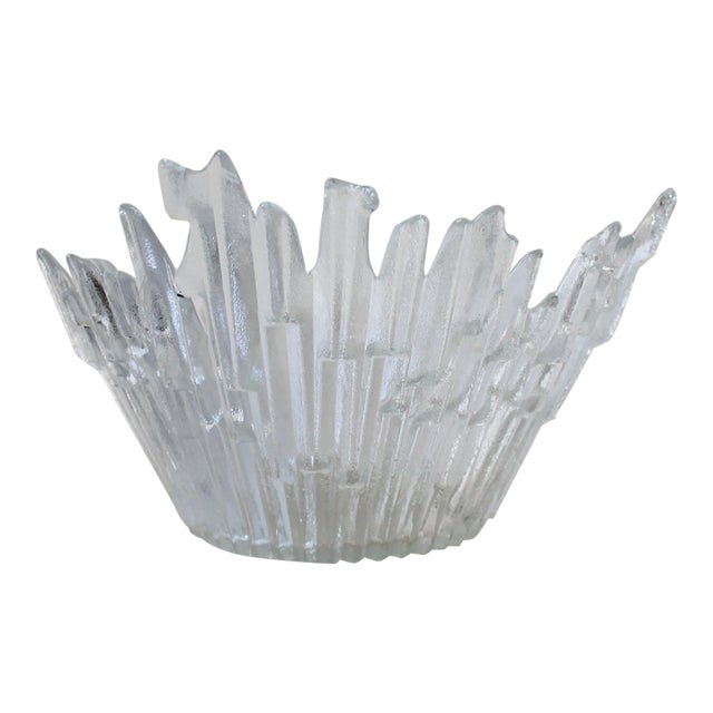Vintage Humppila Revontulet Ice Glass Centerpiece Bowl Tauno Wirkkala For Sale
