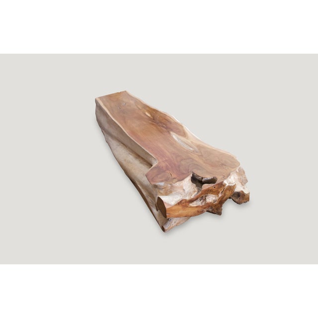 Early 21st Century Andrianna Shamaris Teak Wood Log Bench or Coffee Table For Sale - Image 5 of 5
