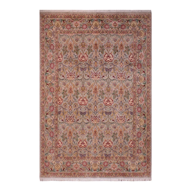Floral 1990's Pak-Persian Gray/Gray Wool Rug - 8'11'' X 12'6'' For Sale