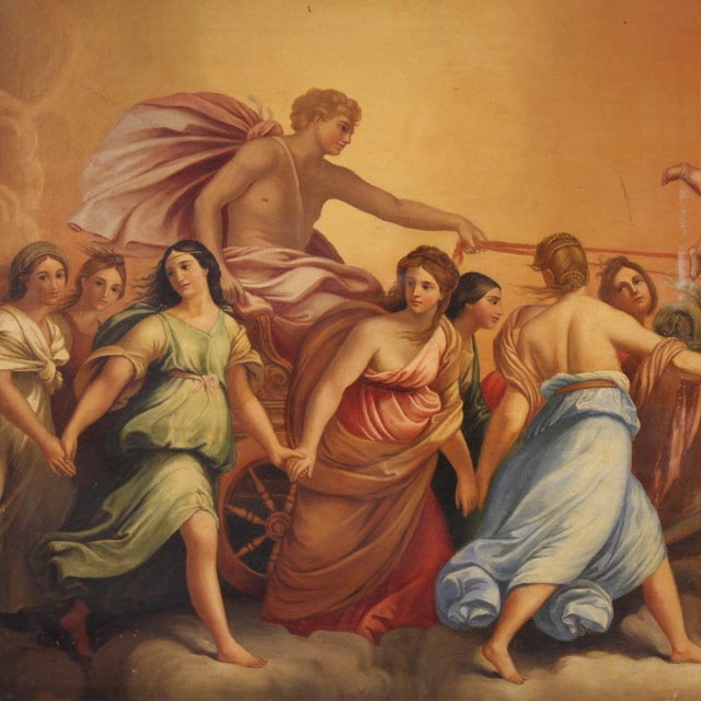 A magnificent Italian painting from the mid-19th century. Oil on canvas, first canvas, painting depicting a mythological...