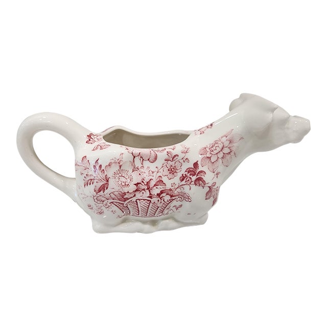 Adorable Antique Royal Crownford of Staffordshire England Cow Creamer For Sale