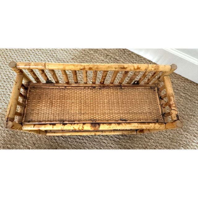 Tortoise Rattan Burnt Bamboo Wall or Tabletop Shelf For Sale In Miami - Image 6 of 12