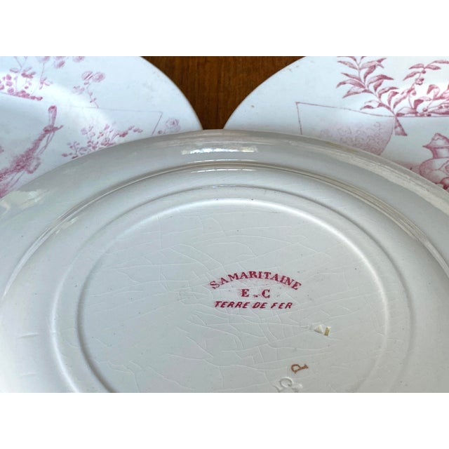 Antique Earthenware Plates in Pinkish-Red Terre De Fer, 1800s, Set of 9 For Sale - Image 6 of 7