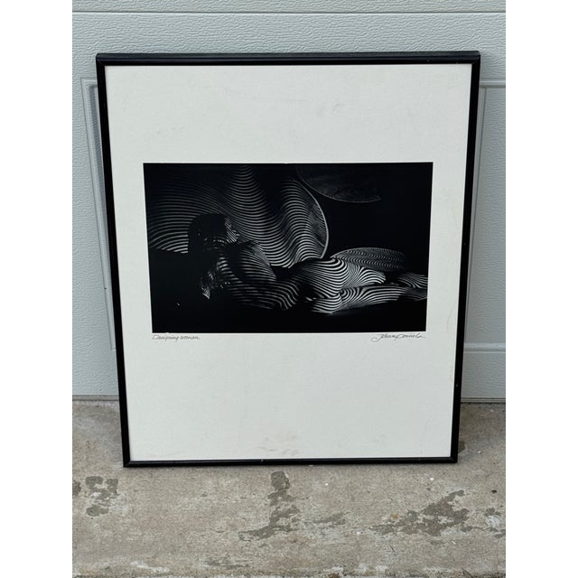 Wonderful vintage Johnny Donnels photograph. Features a nude female photograph in black and white. Framed with no glass....