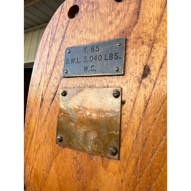 Wood Vintage Triple Wood Block & Tackle Lamp For Sale - Image 7 of 10