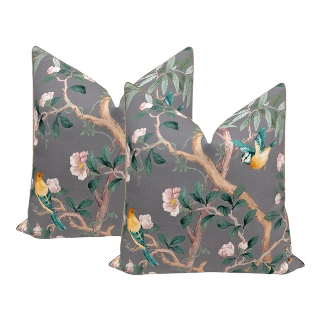 20" Gris Imperial Garden Pillows - a Pair For Sale