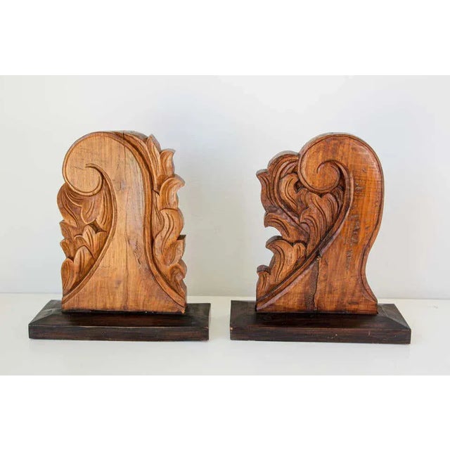 Brown Architectural European Mounted Carved Wood Fragment - a Pair For Sale - Image 8 of 13