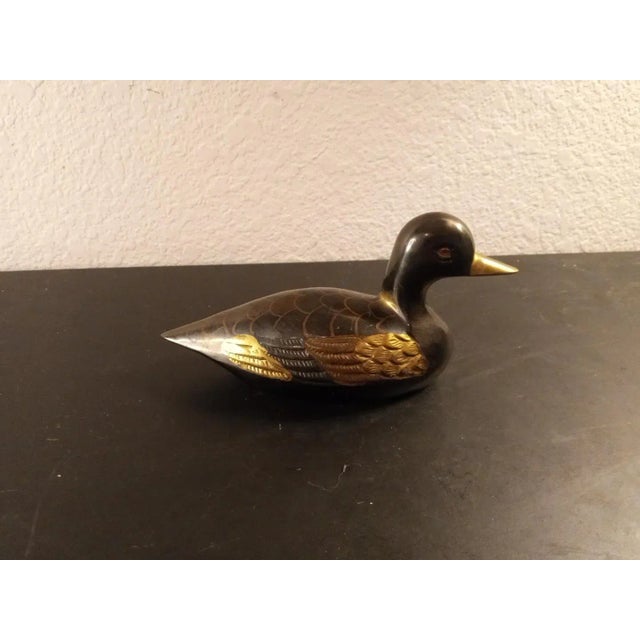 1980s Vintage Carved Brass Duck Figurine For Sale - Image 5 of 7