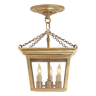 Open Box New Visual Comfort Chapman & Myers Cornice Semi-Flush Lantern Brass Finish For Sale
