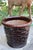Farmhouse Large Vintage Basketweave Flower Pot Planter Brown Glazed Terracotta For Sale - Image 3 of 8