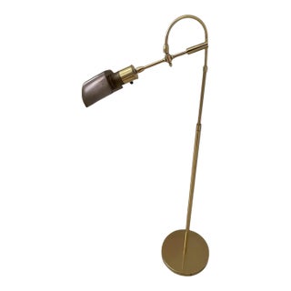 Vintage 1970s Ralph Lauren Library Style Brass Adjustable Reading Floor Lamp For Sale