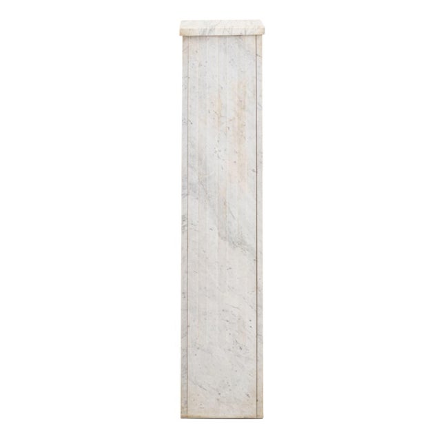 Carrara Marble Fluted Column Pedestal For Sale - Image 4 of 4