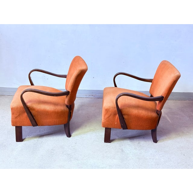 Vintage Lounge Chairs by J. Halabala, 1940s, Set of 2 For Sale - Image 3 of 8