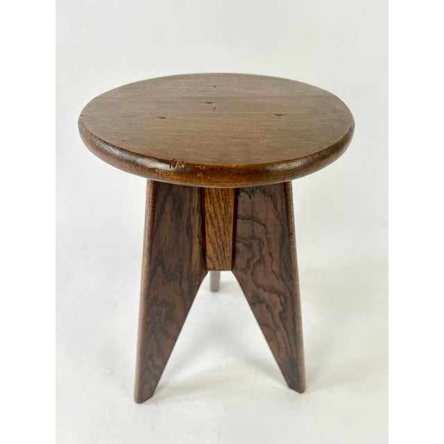 Brown French Modernist Stool, 1940s For Sale - Image 8 of 14