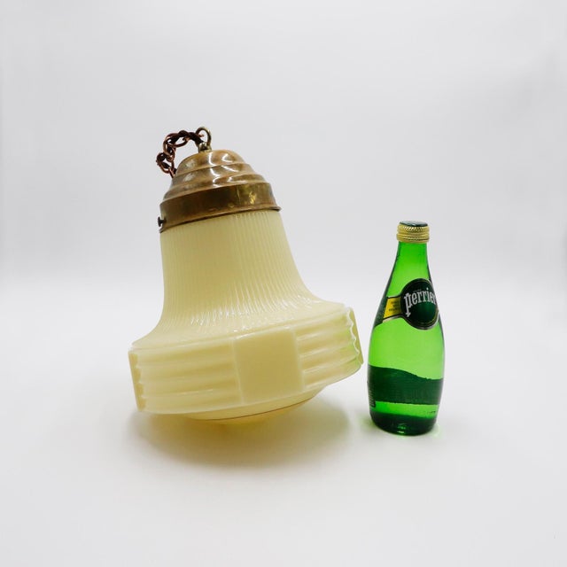 Art Deco 1930s Art Deco Milk Glass Pendant Light For Sale - Image 3 of 5