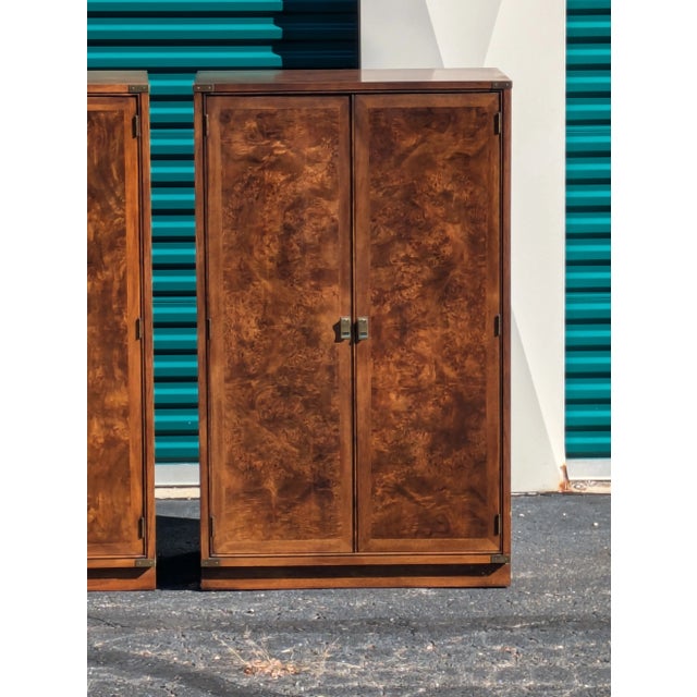 Art Deco Burl Campaigner Cabinet or Wardrobe For Sale - Image 3 of 12
