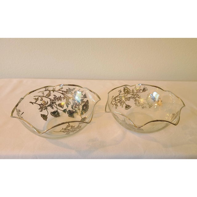 Silver City Glass Co. Silver Overlay Art Nouveau Candy/Nut Bowls - a Pair For Sale - Image 11 of 13