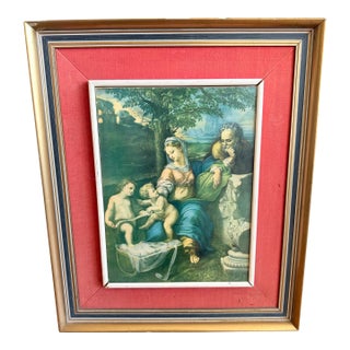 Vintage Framed Raphael “Holy Family Below the Oak” Renaissance Art Print For Sale