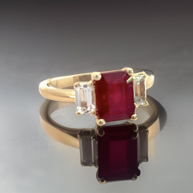 Natural Ruby Sapphire Ring 6.5 14k Y Gold 2.51 TCW Certified For Sale In New York - Image 6 of 18