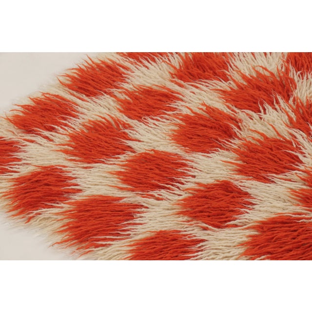 Vintage Turkish Tulu Shag Runner in Ivory and Orange - Rug & Kilim For Sale In New York - Image 6 of 10