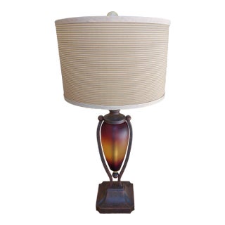 Contemporary Van Teal Amber Ombre Solid Lucite Acrylic Table Lamp With Shade For Sale