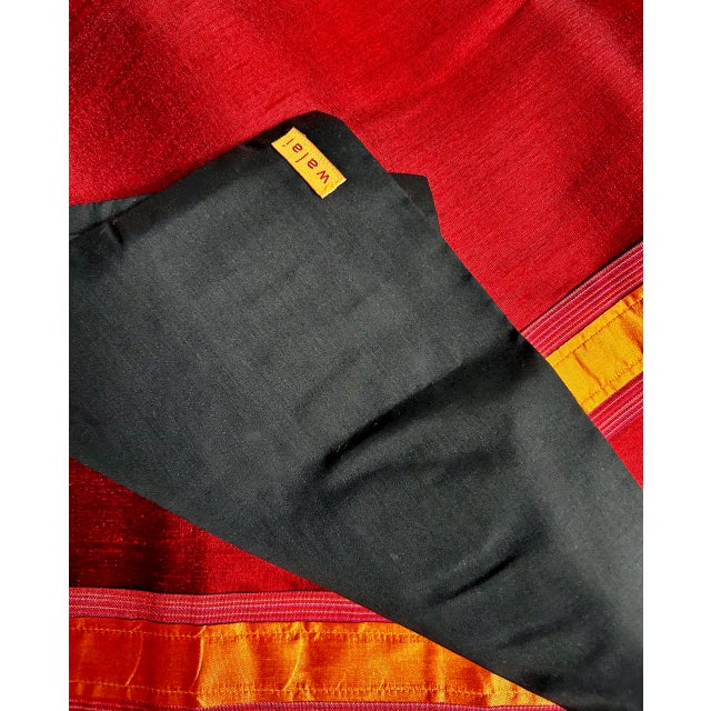 Late 20th C. Boxed Set of 4 Walai Crimson & Orange Stripe Silk Placemats & Napkins For Sale - Image 12 of 18