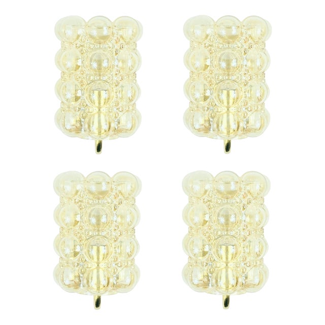 Mid-Century Amber Bubble Glass Wall Sconces by Helena Tynell for Limburg, Germany, 1960s, Set of 4 For Sale