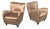 Mid-Century Modern Italian Lounge Chairs in Wood and Pink and Beige Silk, 1940s, Set of 2 For Sale