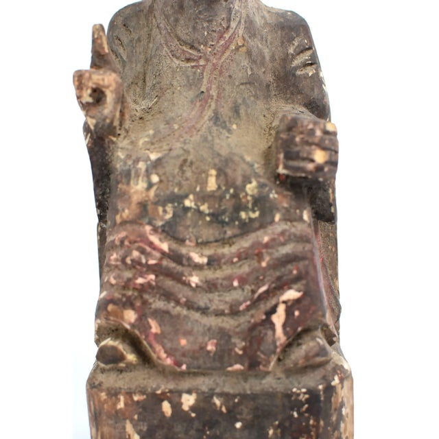 Asian 19th Century Taoist Master Wood Statue For Sale - Image 3 of 13