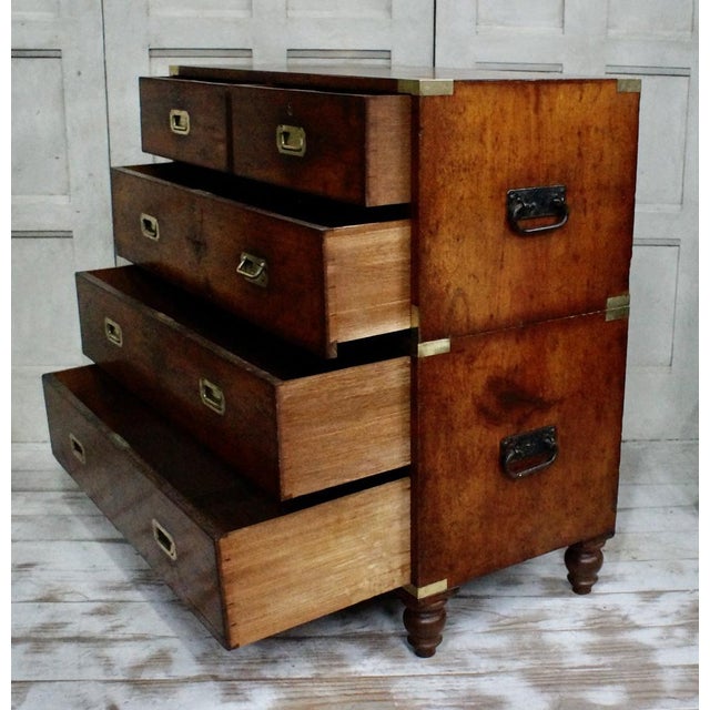 Mid 19th Century Antique Campaign Teak Chest from S.W Silver & Co, 1860s For Sale - Image 5 of 14