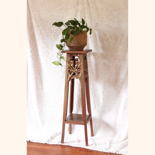 Art Deco Art Nouveau Gold Carved Wood Plant Stand From the Early 1900s For Sale - Image 3 of 8